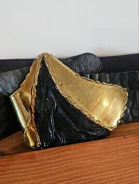 Vintage Brutalist Buckle with Leather Belt